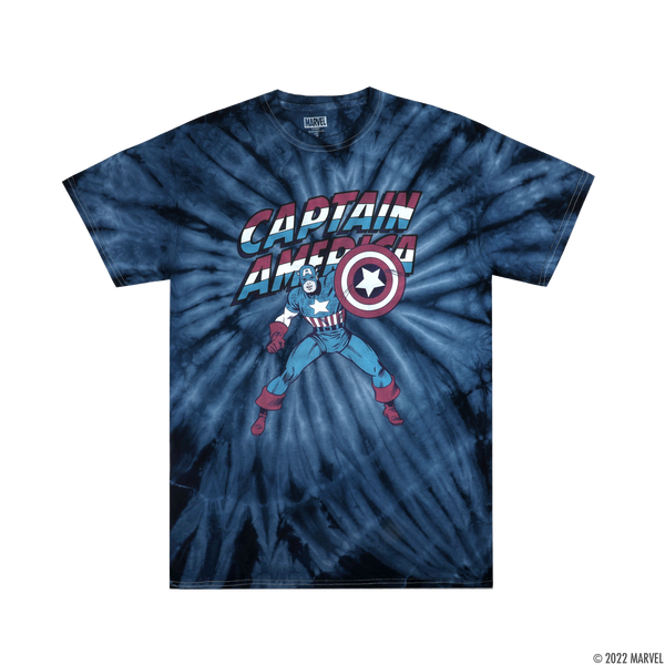 Captain America Classic Comic Navy Tie-Dye Tee