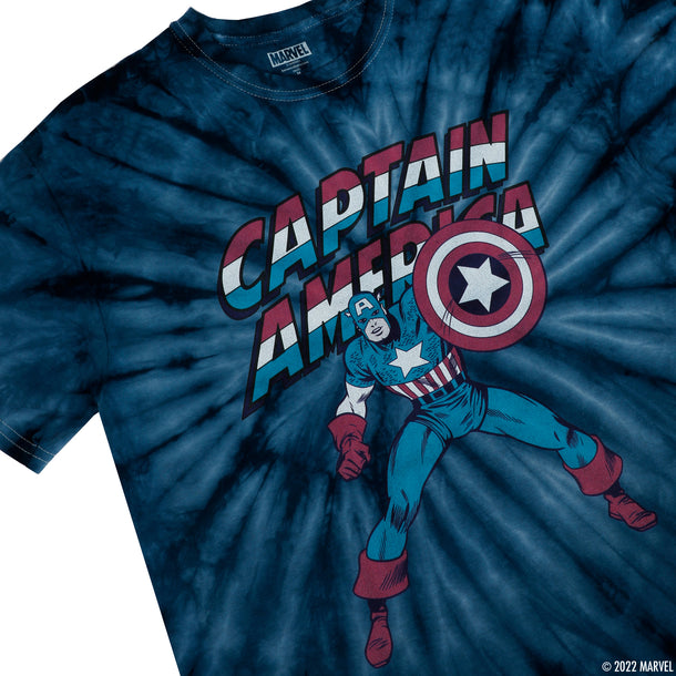 Captain America Classic Comic Navy Tie-Dye Tee