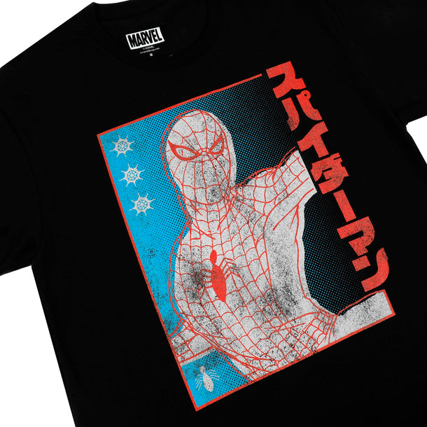 Marvel Spider-Man Japan Close-up Black Tee | Official Apparel