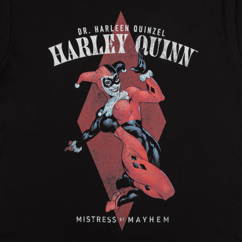Harley Quinn Mistress Of Mayhem Black Tee