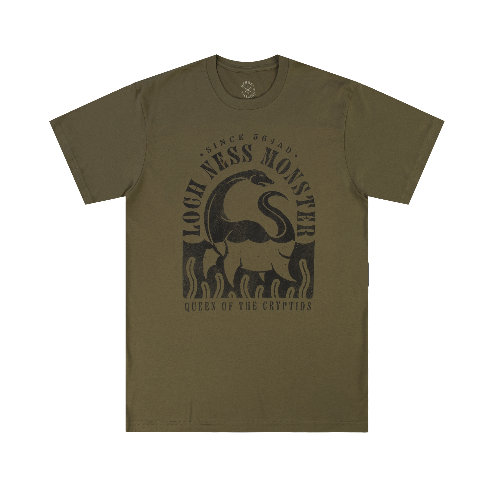 Loch Ness Monster Olive Tee