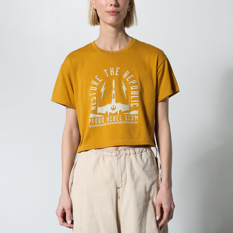 Restore The Republic Cropped Gold Tee